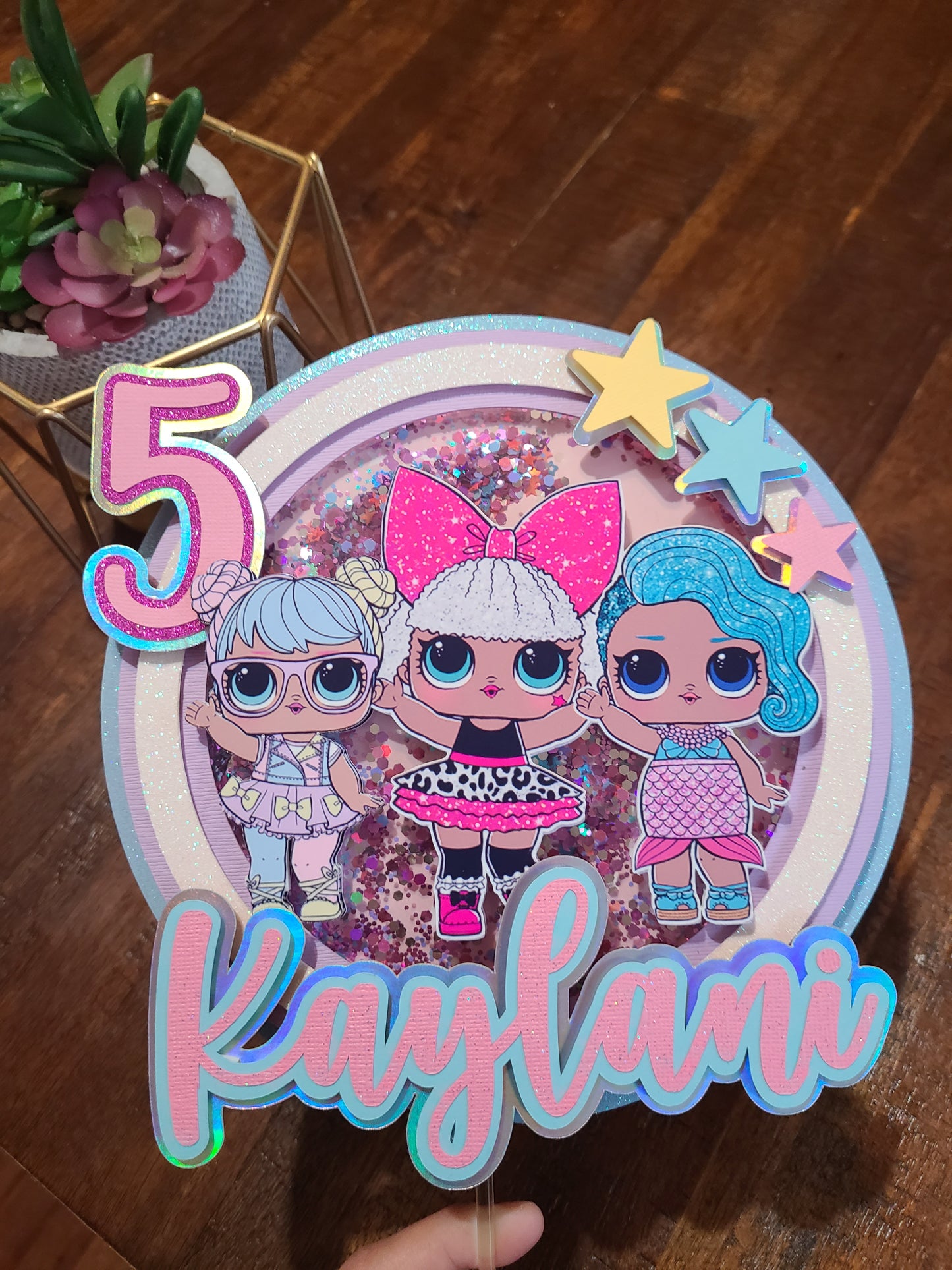 Dolls, Surprised Shaker Cake Topper for birthday Personlized