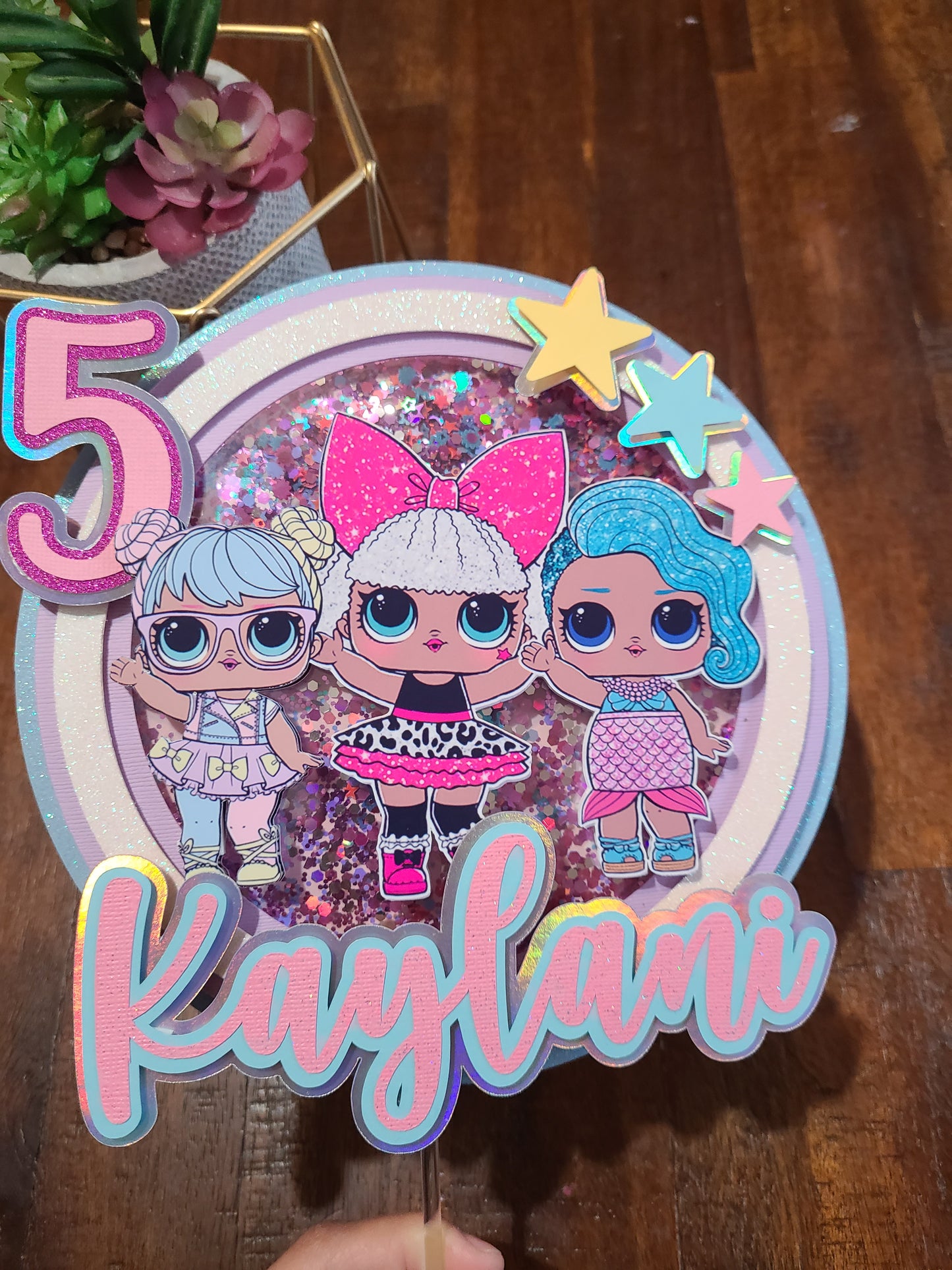 Dolls, Surprised Shaker Cake Topper for birthday Personlized