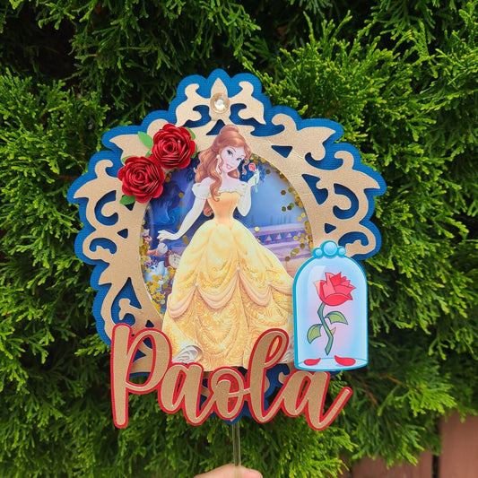 Belle/Beauty and the Beast Shaker Cake Topper